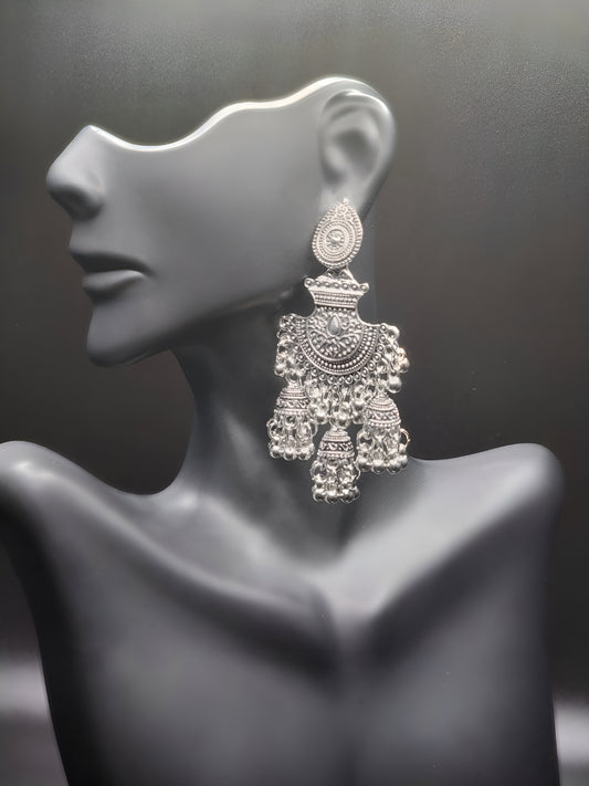 Silver Long Fan Jhumkas