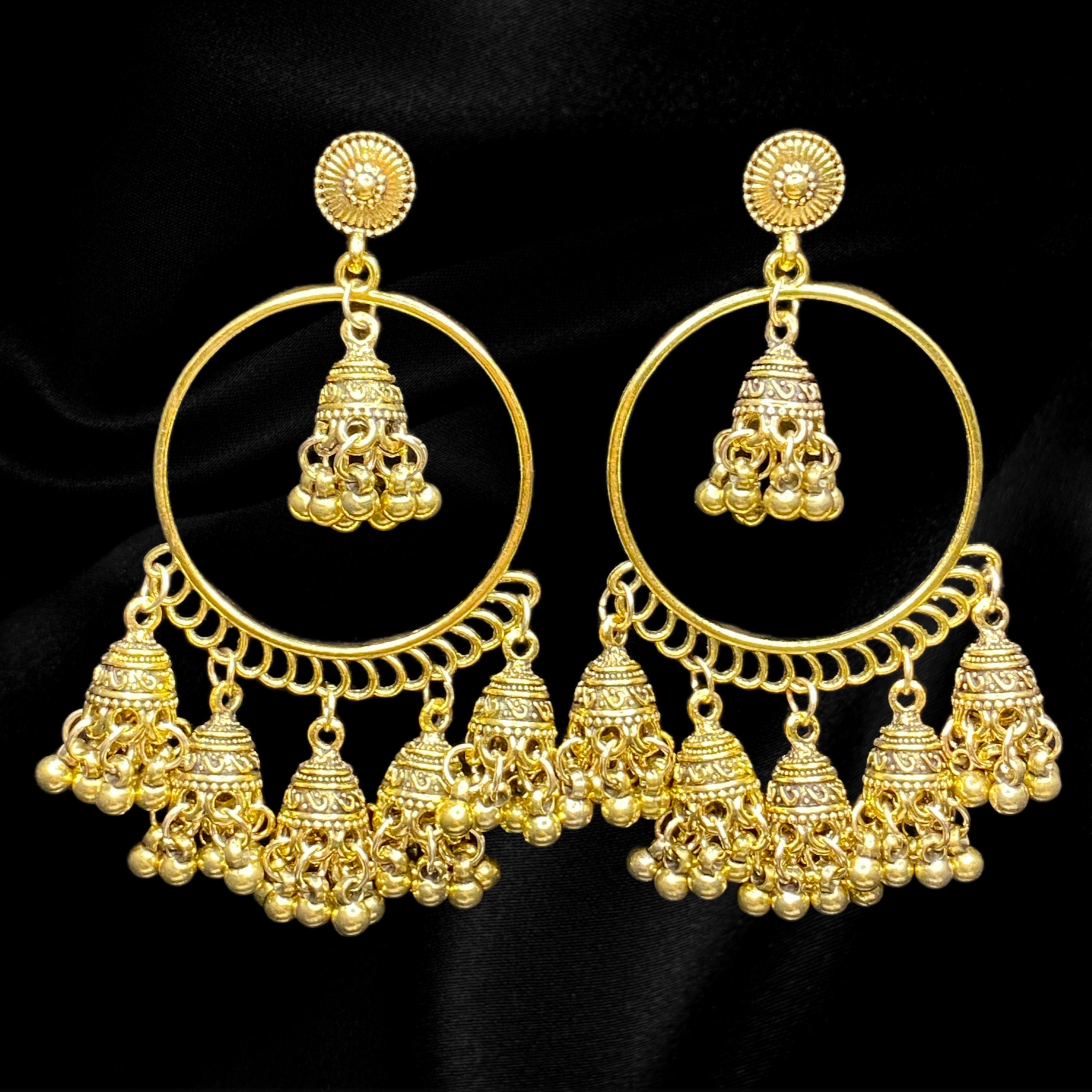 Gold hot sale hoop jhumkas