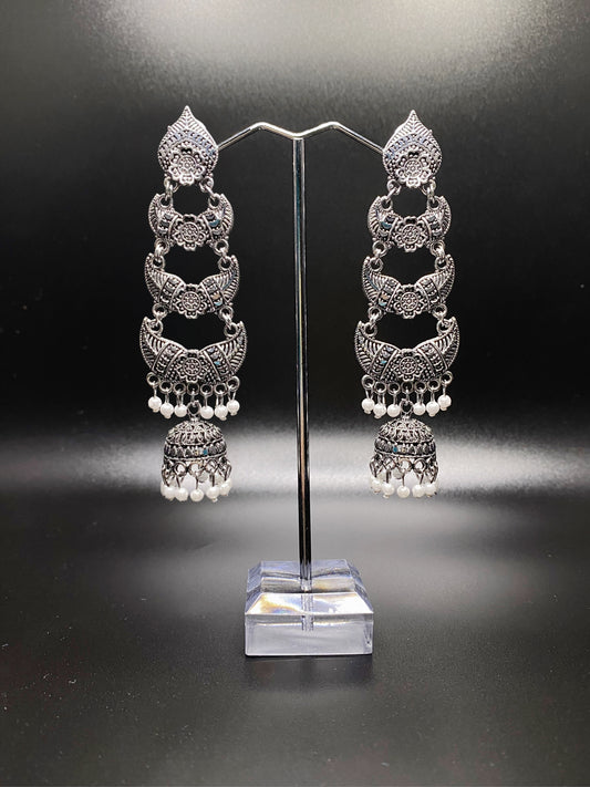 Tiers of Silver Jhumkas