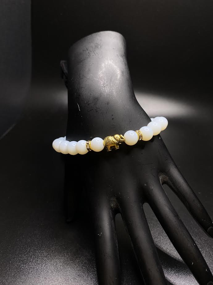 White Elephant Beaded Bracelet