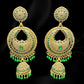 Gold and Green Heart Jhumkas