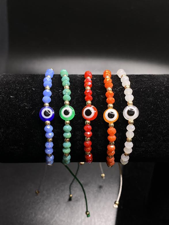 Green Evil Eye Beaded Bracelet