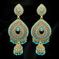 Gold and Blue Raindrop Jhumkas