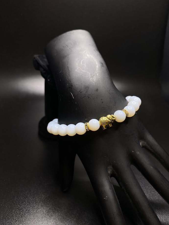 White Elephant Beaded Bracelet