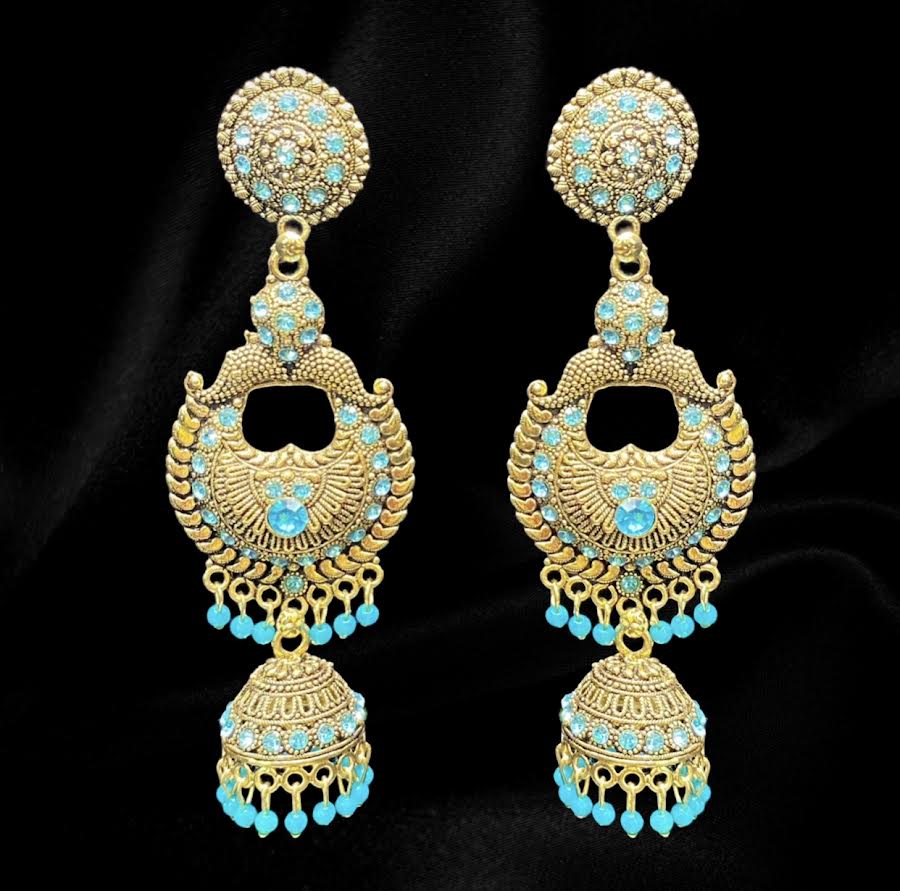 Gold and Blue Sun Jhumkas