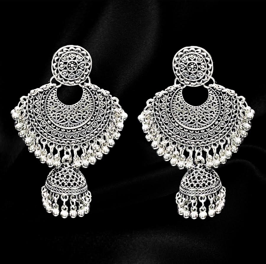 Silver Fan Jhumkas