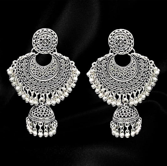 Silver Fan Jhumkas