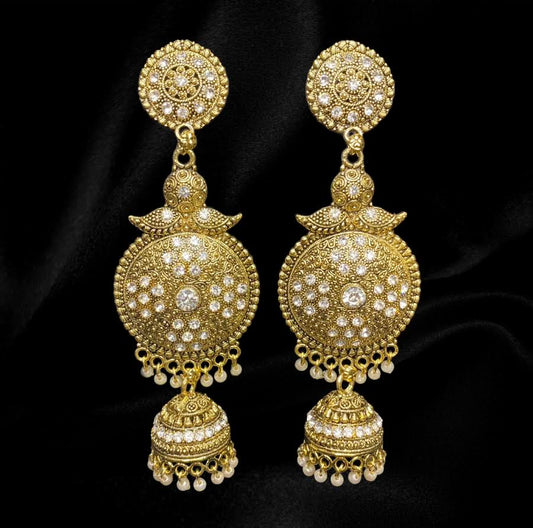 Gold and White Super Sun Jhumkas