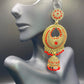 Gold and Red Heart Jhumkas