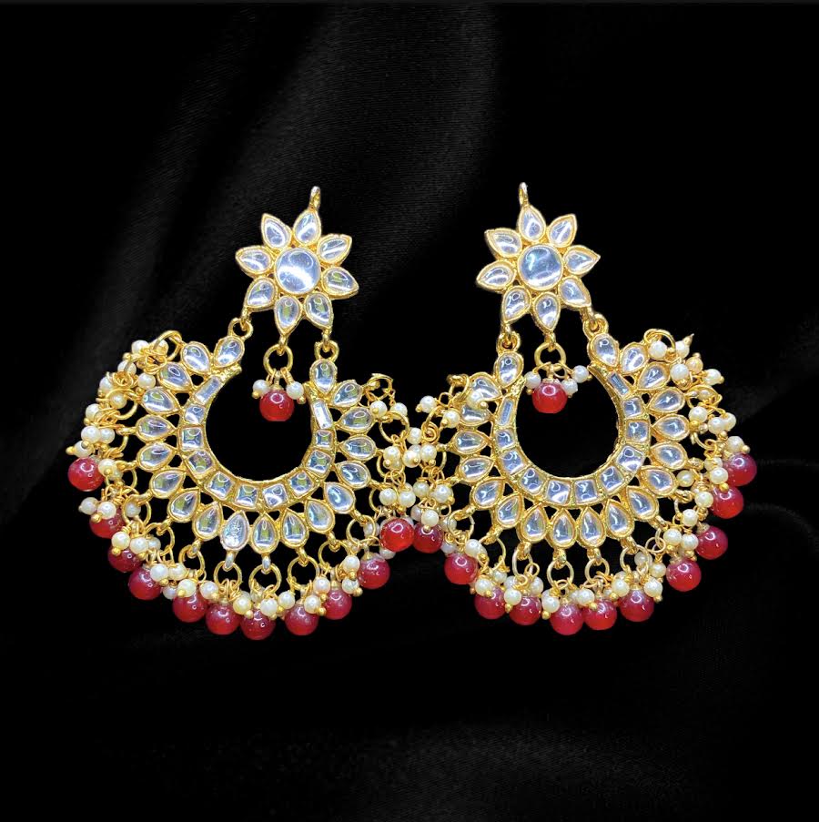 Fuchsia Flower Tikka and Earrings Set