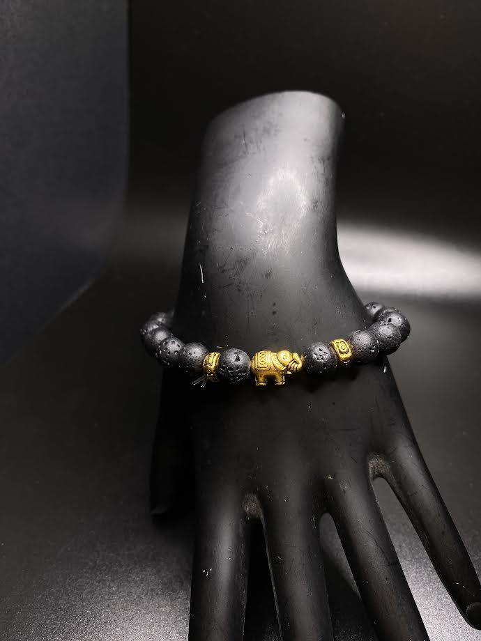 Black Elephant Beaded Bracelet