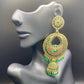 Gold and Green Heart Jhumkas