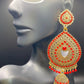 Gold and Red Raindrop Jhumkas