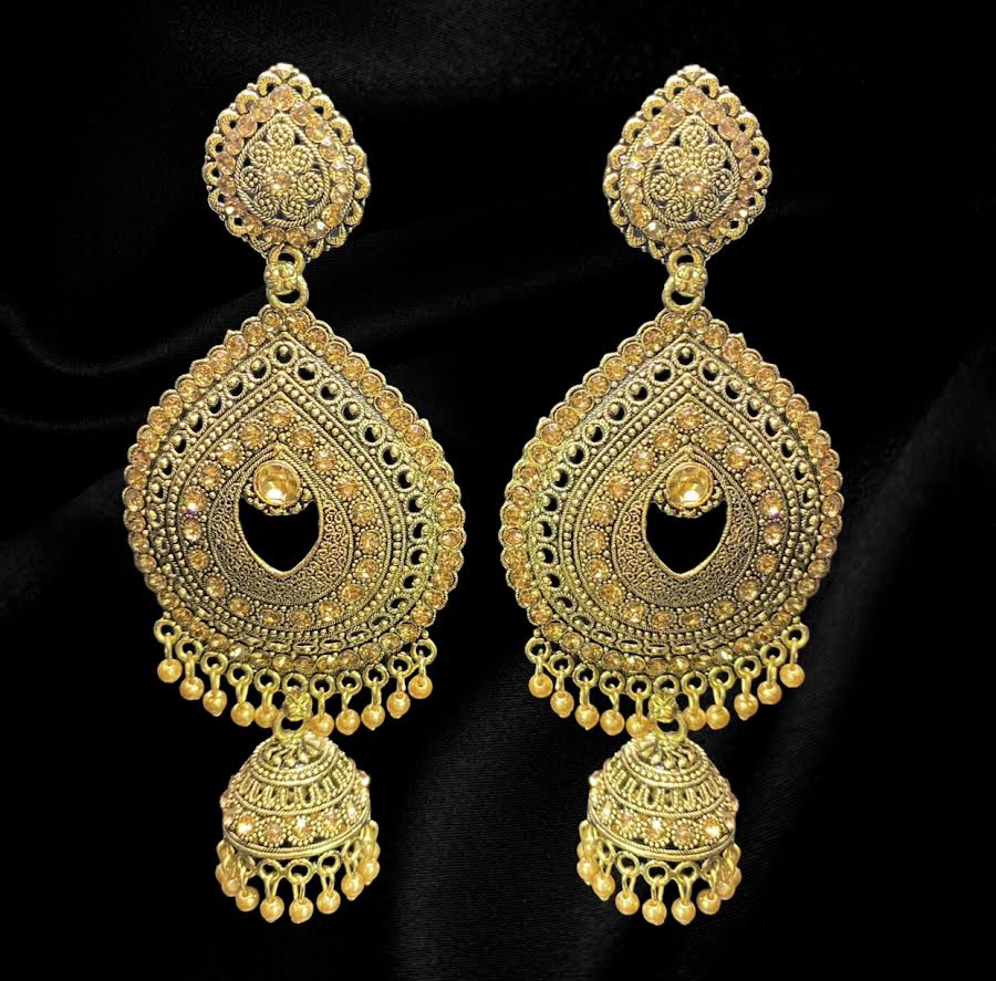 Golden Raindrop Jhumkas