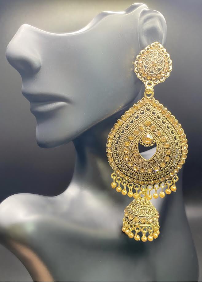 Golden Raindrop Jhumkas