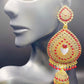 Gold and Maroon Raindrop Jhumkas