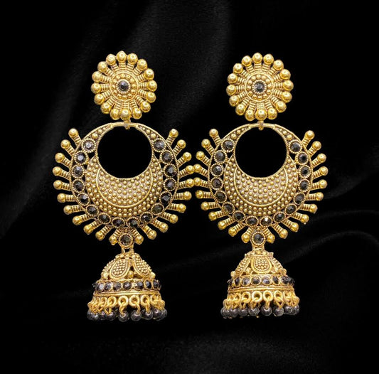 Gold and Black Starburst Jhumkas