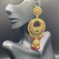 Gold and Maroon Heart Jhumkas