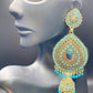 Gold and Blue Raindrop Jhumkas