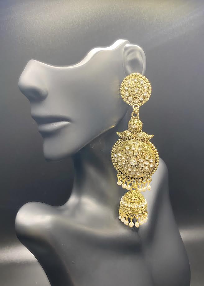 Gold and White Super Sun Jhumkas