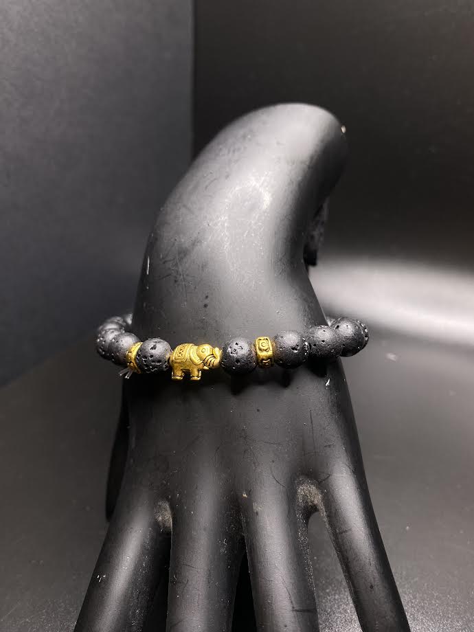 Black Elephant Beaded Bracelet