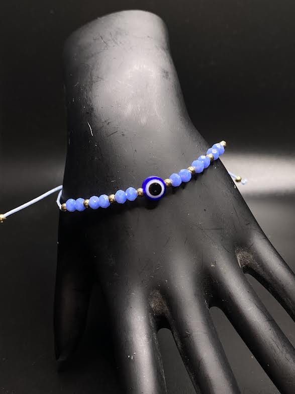 Blue Evil Eye Beaded Bracelet