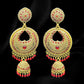 Gold and Maroon Heart Jhumkas