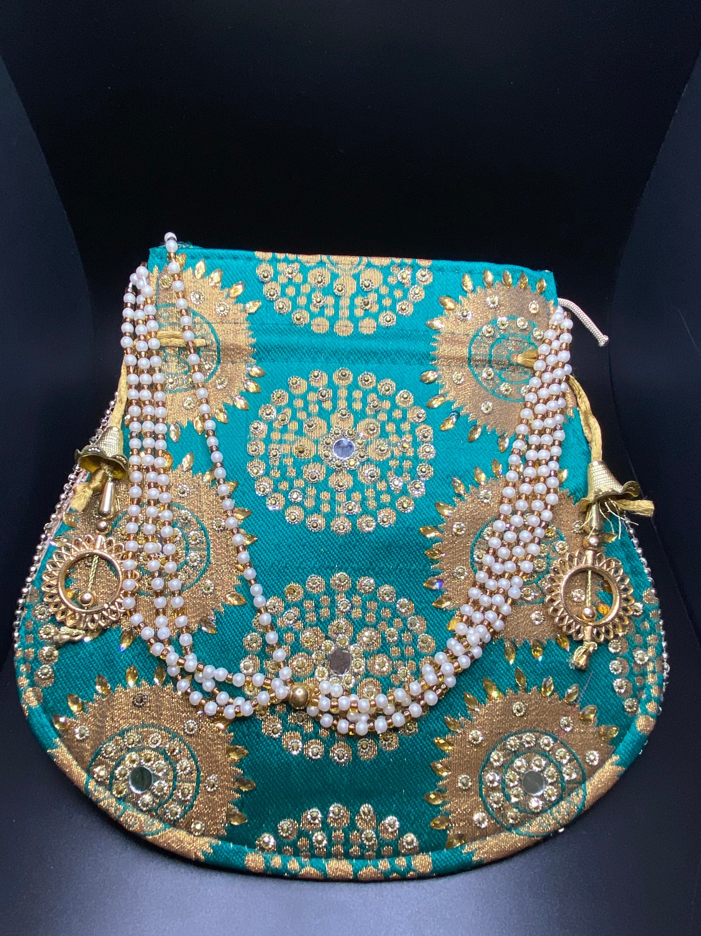 Teal Dazzling Desi Purse