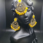 Yellow Flower Hoop Tikka & Earrings Set