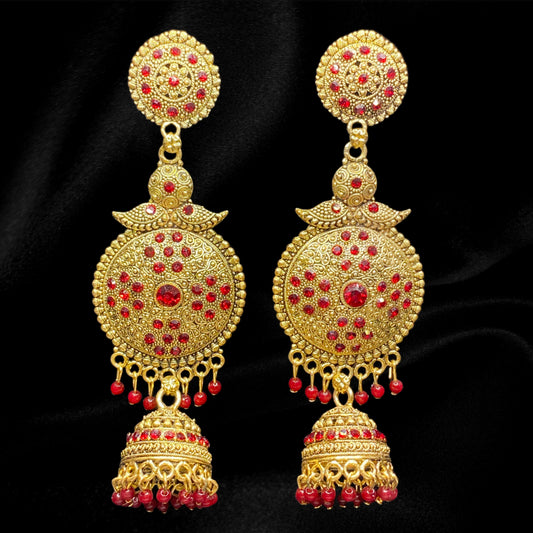 Gold and Red Super Sun Jhumkas