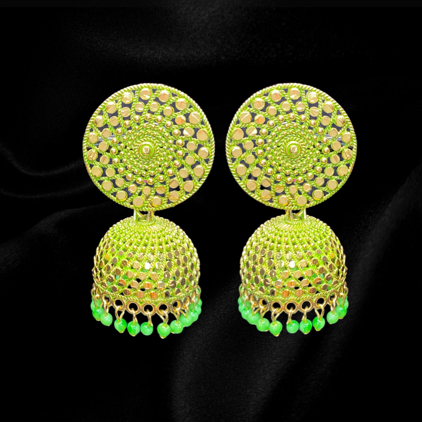 Gold and Green Bling Jhumkas