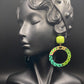 Green Geometric Hoop Dangles