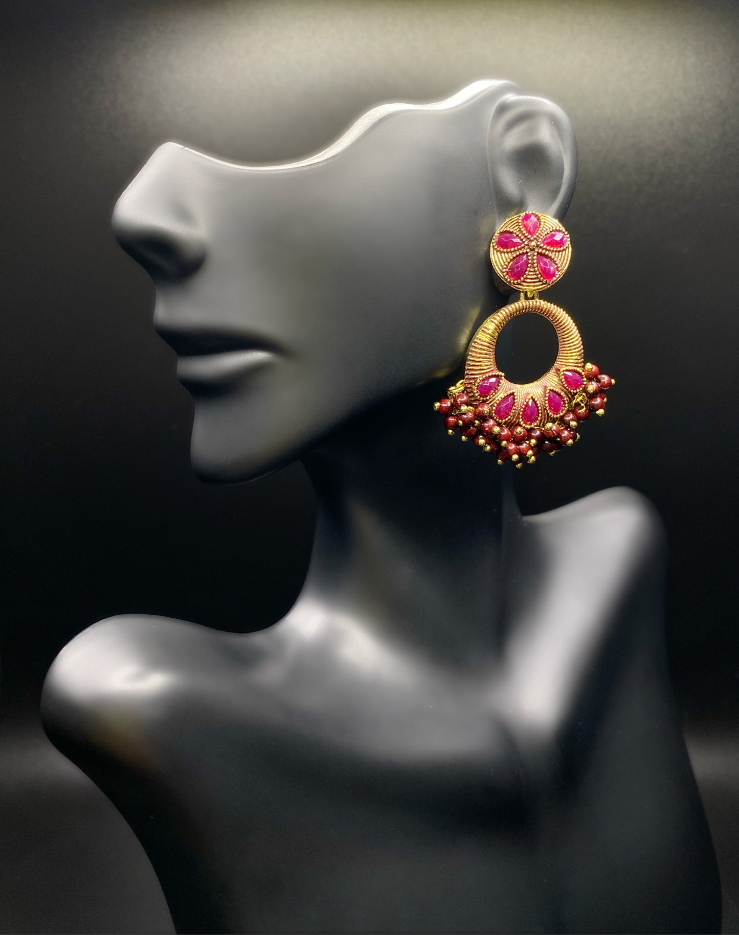 Gold and Plum Flower Power Earrings