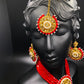Cherry Red Necklace, Tikka, & Earrings Set