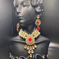 Pop of Red & Pearls Necklace & Earrings Set