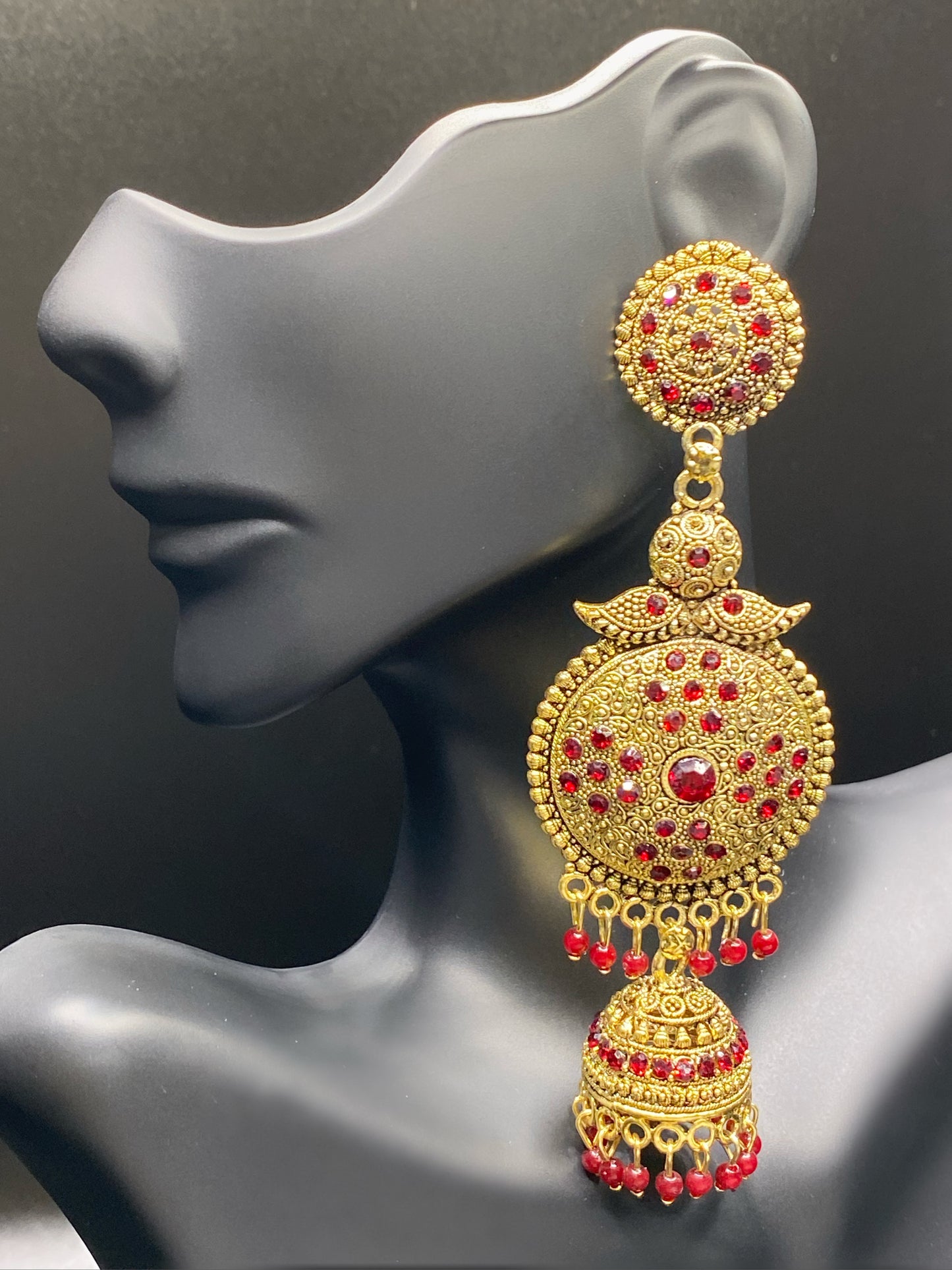 Gold and Red Super Sun Jhumkas