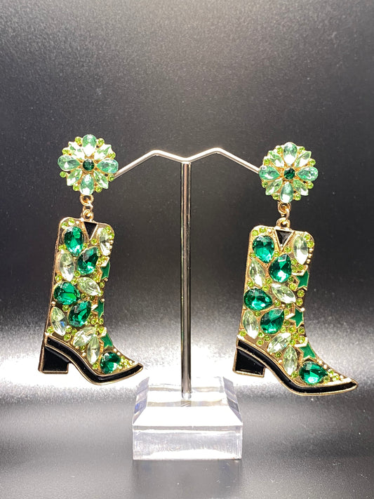 Green Bling Boots Dangles