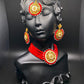 Cherry Red Necklace, Tikka, & Earrings Set