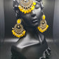 Yellow Flower Hoop Tikka & Earrings Set