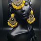 Yellow Flower Hoop Tikka & Earrings Set