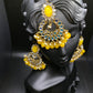 Yellow Flower Hoop Tikka & Earrings Set