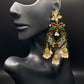 Green and Red Peacock Jhumkas