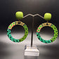 Green Geometric Hoop Dangles