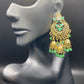 Gold and Green Jhumkas