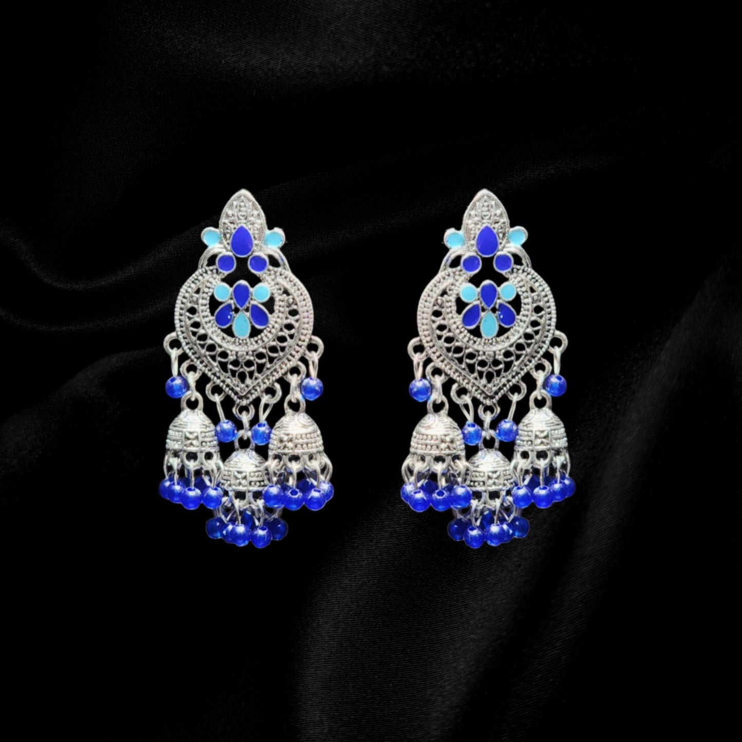 Silver and Blue Jhumkas