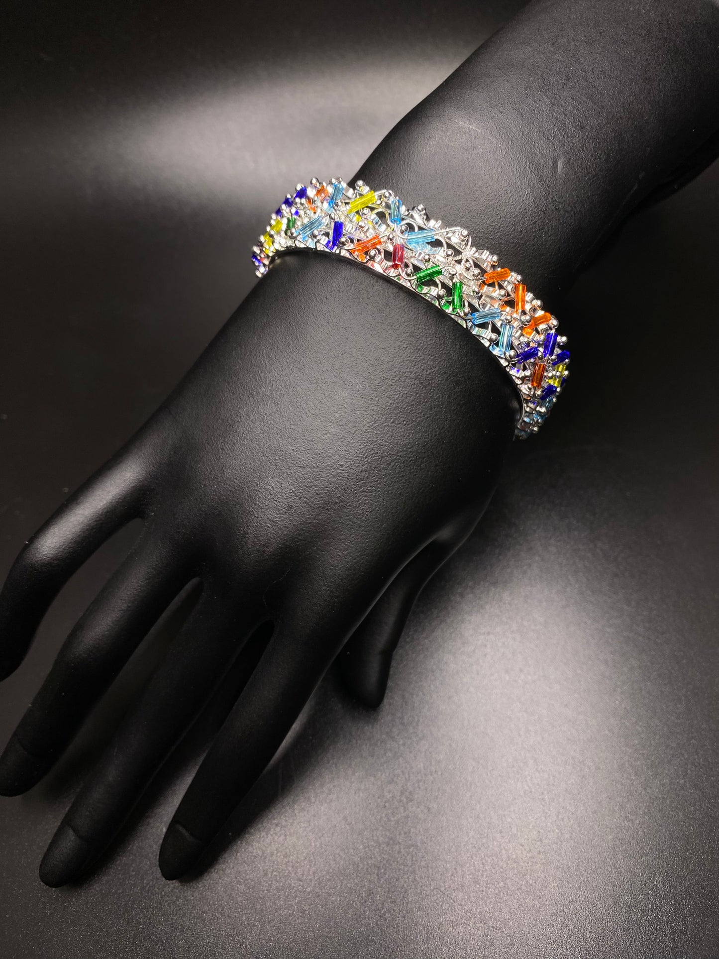 Silver Sparkles of Colors Bracelet