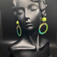 Green Geometric Hoop Dangles