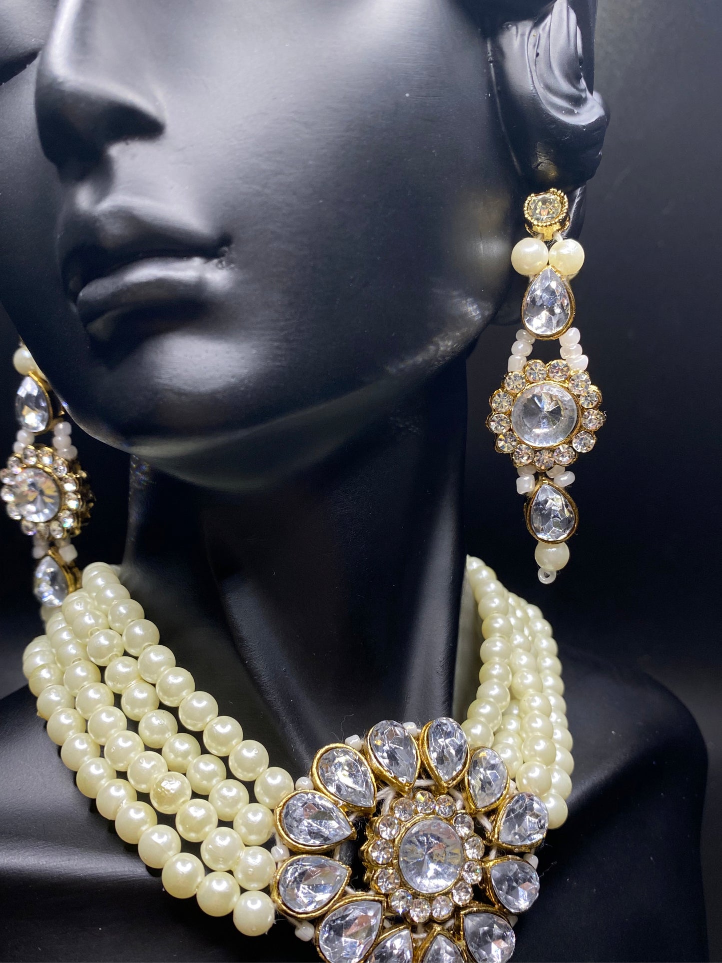 Pearl & Silver Necklace & Earrings Set