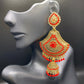 Red and Gold Rainfall Jhumkas