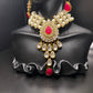 Pop of Red & Pearls Necklace & Earrings Set